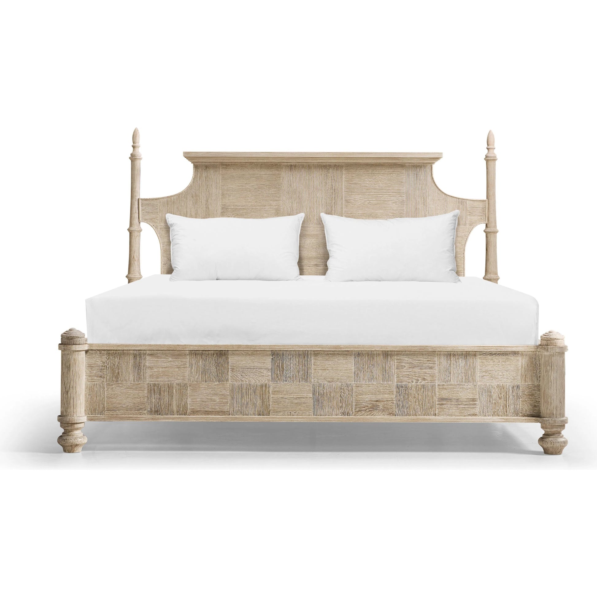 Bywater Poster Bed by Jonathan Charles in beige and washed acacia. Made from oak, beech in a transitional style.