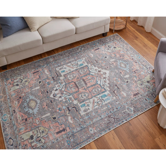 Percy Transitional Rug - 39AJF by Feizy in taupe, red, brown. Made from polyester in a unique style.