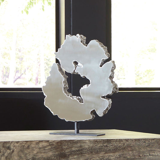 Lava Slice Sculpture on Stand by Phillips Collection in silver. Made from resin, metal in a eclectic & global style.