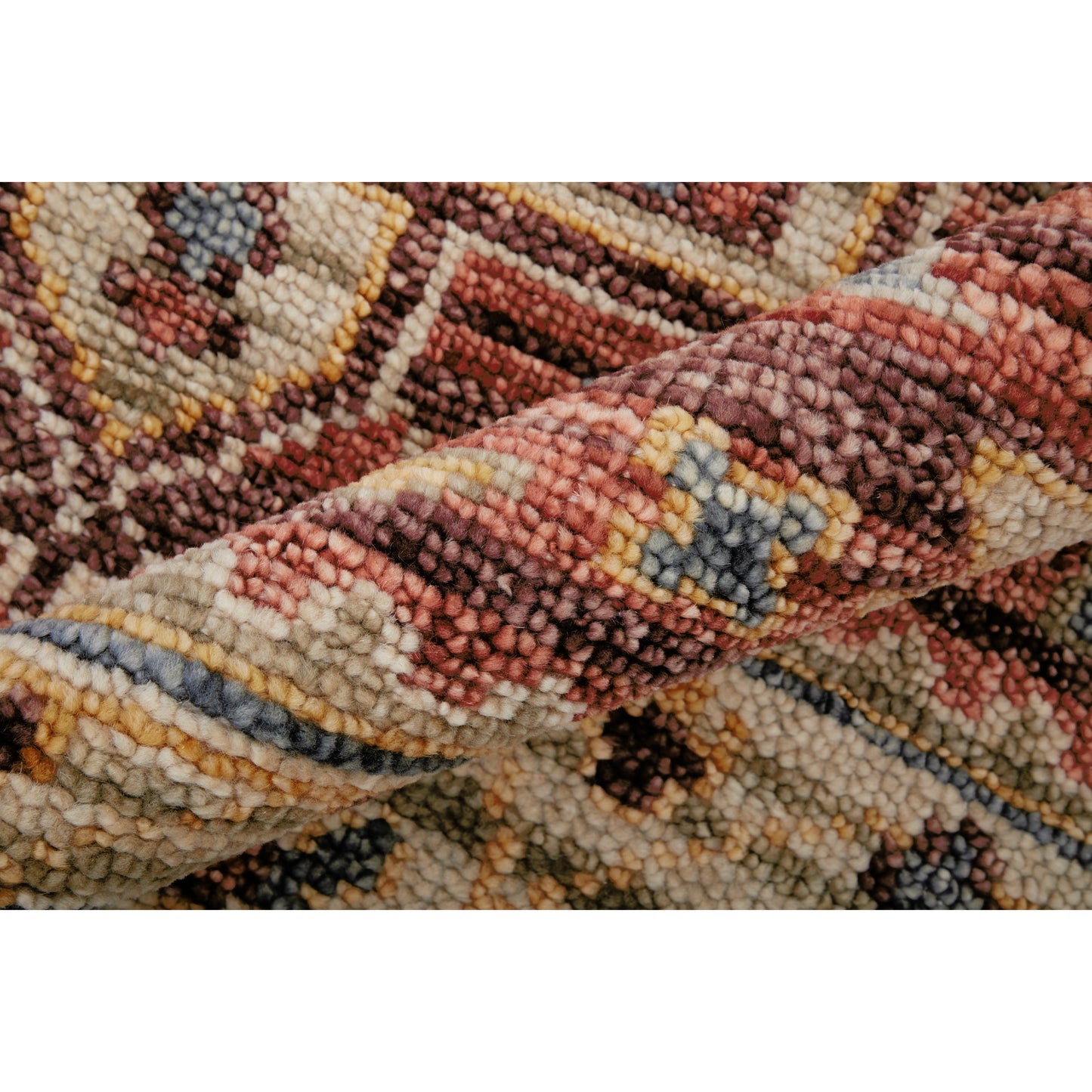 003 SI-2158849 | Closeup | Fillmore Transitional Rug - FIL69CKF by Feizy in red, ivory, gold. Made from wool in a unique style.