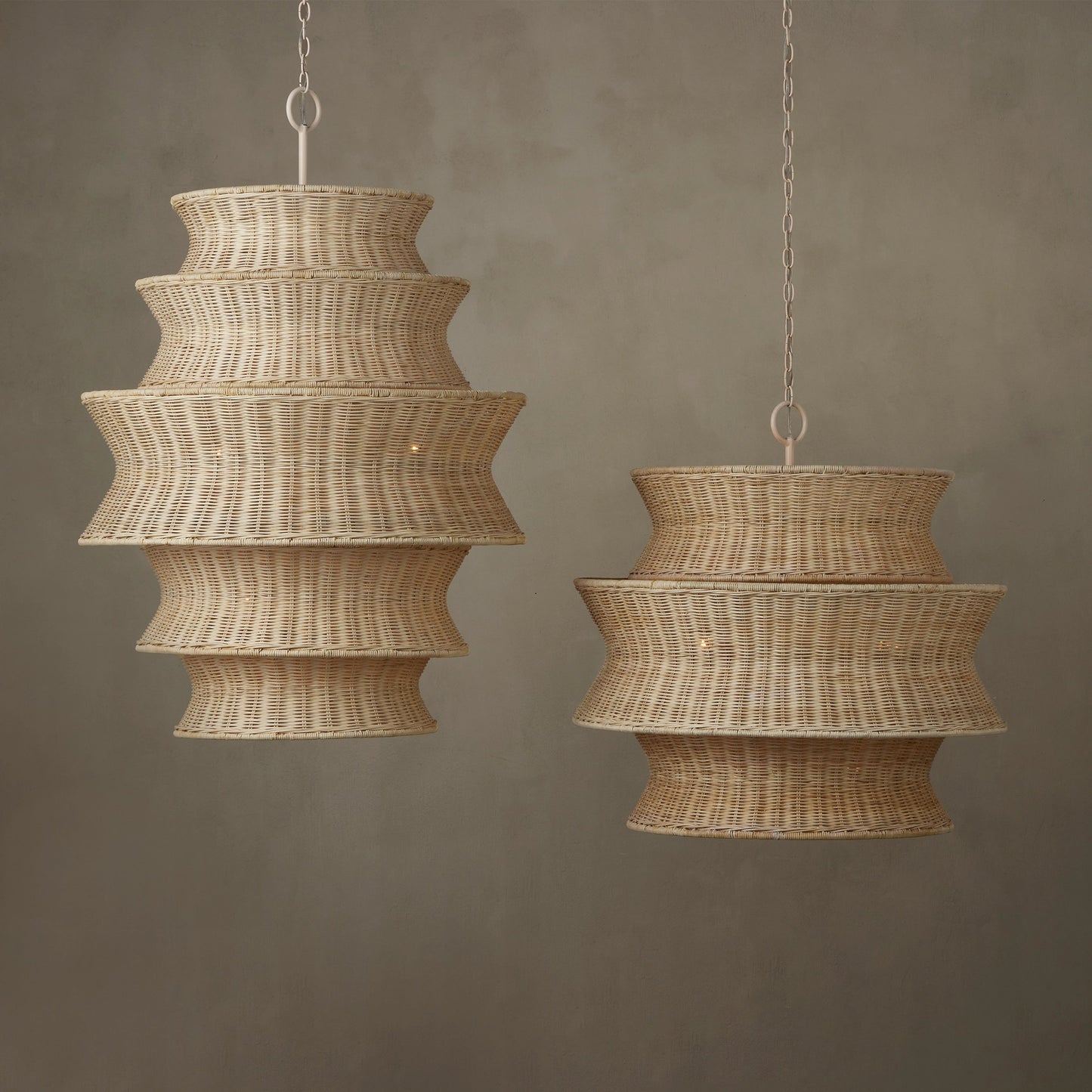 010 SI-2007847 | Lifestyle | Phebe Rattan Chandelier by Currey and Company in bleached natural, vanilla. Made from rattan, wrought iron in a cottage & farmhouse style.
