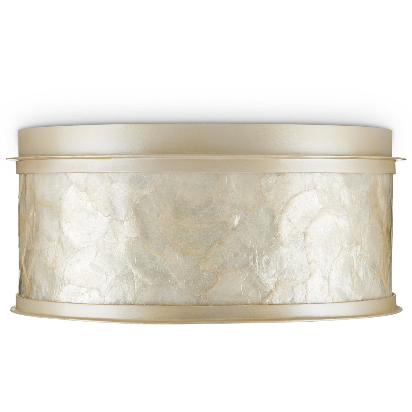012 SI-1924051 | Additional Silo | Neith Flush Mount by Currey and Company in sea pearl, natural. Made from wrought iron, capiz shell, acrylic diffuser in a transitional style.