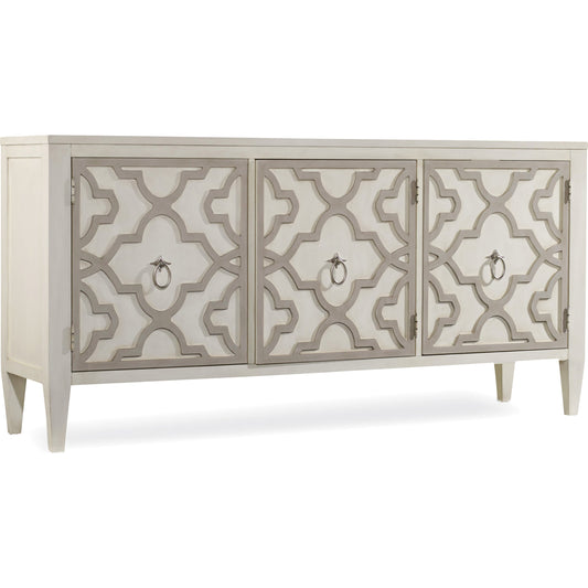 Miranda Credenza by Hooker Furniture in white, gray. Made from hardwoods in a cottage & farmhouse style.