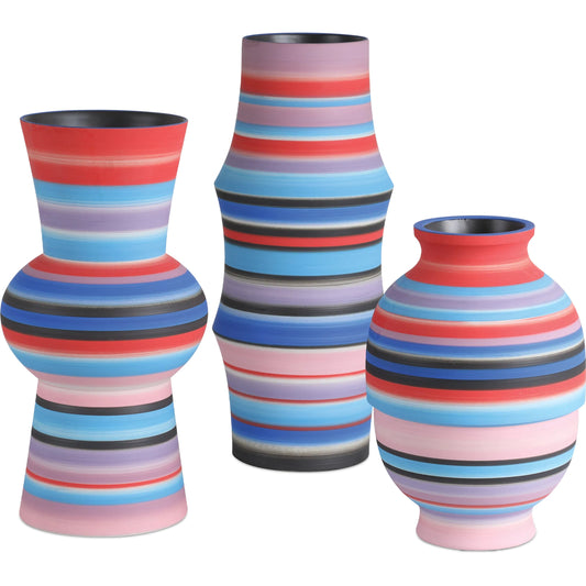 Happy 80'S Bright Vase by Currey and Company in blue, pink, red. Made from porcelain in a eclectic & global style.