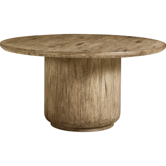60" Stone Ridge Round Dining Table by Jonathan Charles in tully light acacia. Made from acacia in a transitional style.