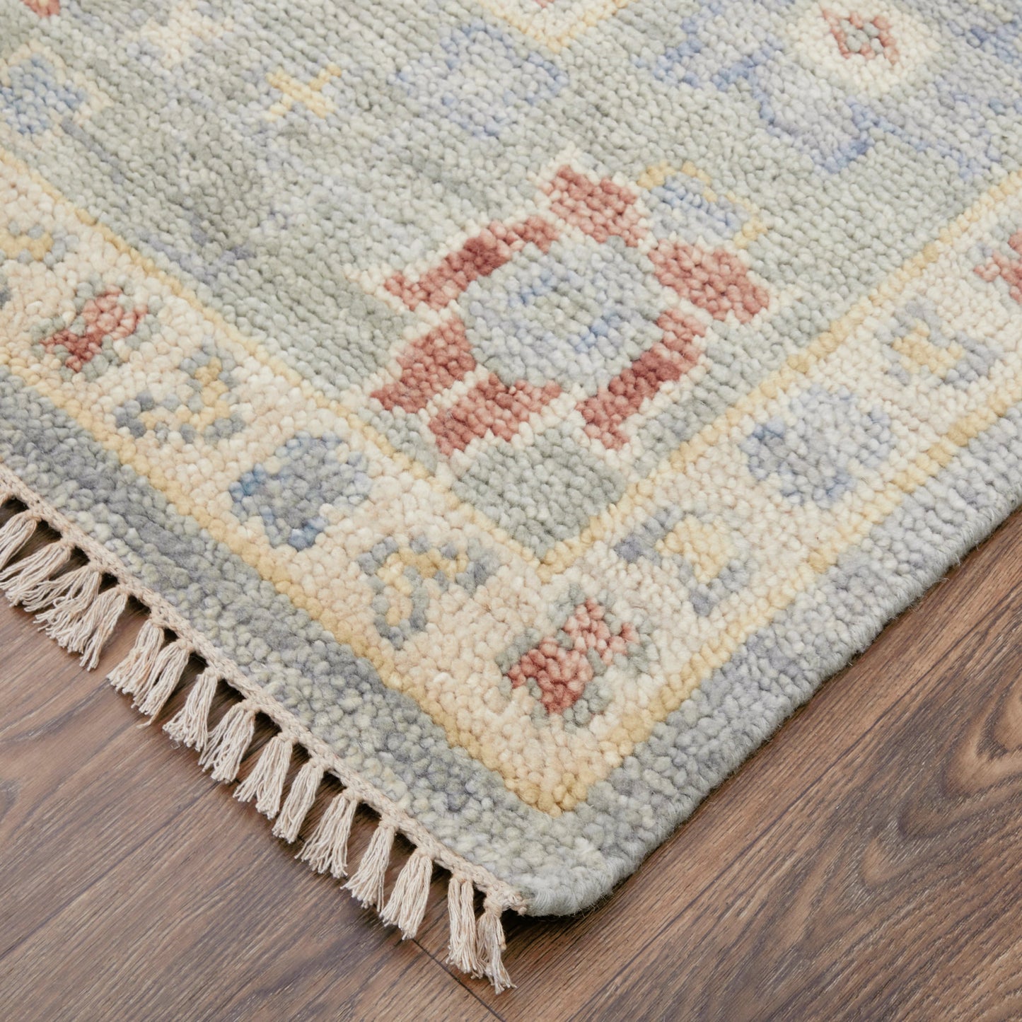 002 SI-2158844 | Closeup | Fillmore Traditional & Botanical Rug - FIL6954F by Feizy in blue, taupe, gray. Made from wool in a unique style.