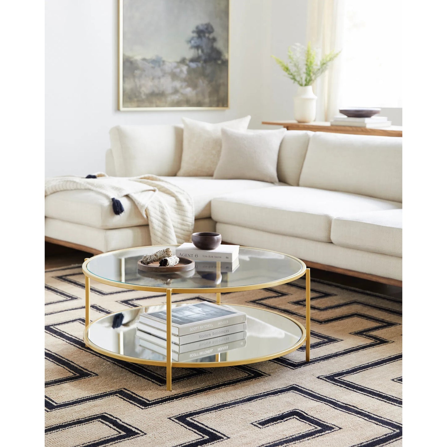 003 SI-1914545 | Lifestyle | Alecsa - 29277 by Livabliss. Made from top: glass, top: mirror, base: metal in a modern style.