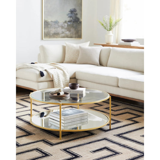 Alecsa - 29277 by Livabliss. Made from top: glass, top: mirror, base: metal in a modern style.