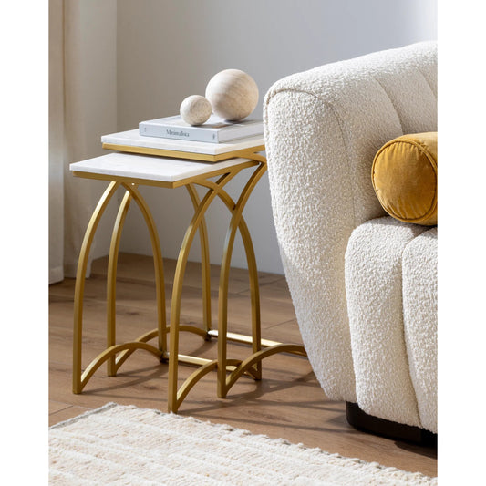 Evana - 24740 (Set of 2) by Livabliss in gold and powder coatednatural. Made from top: marble, base: metal in a modern style.