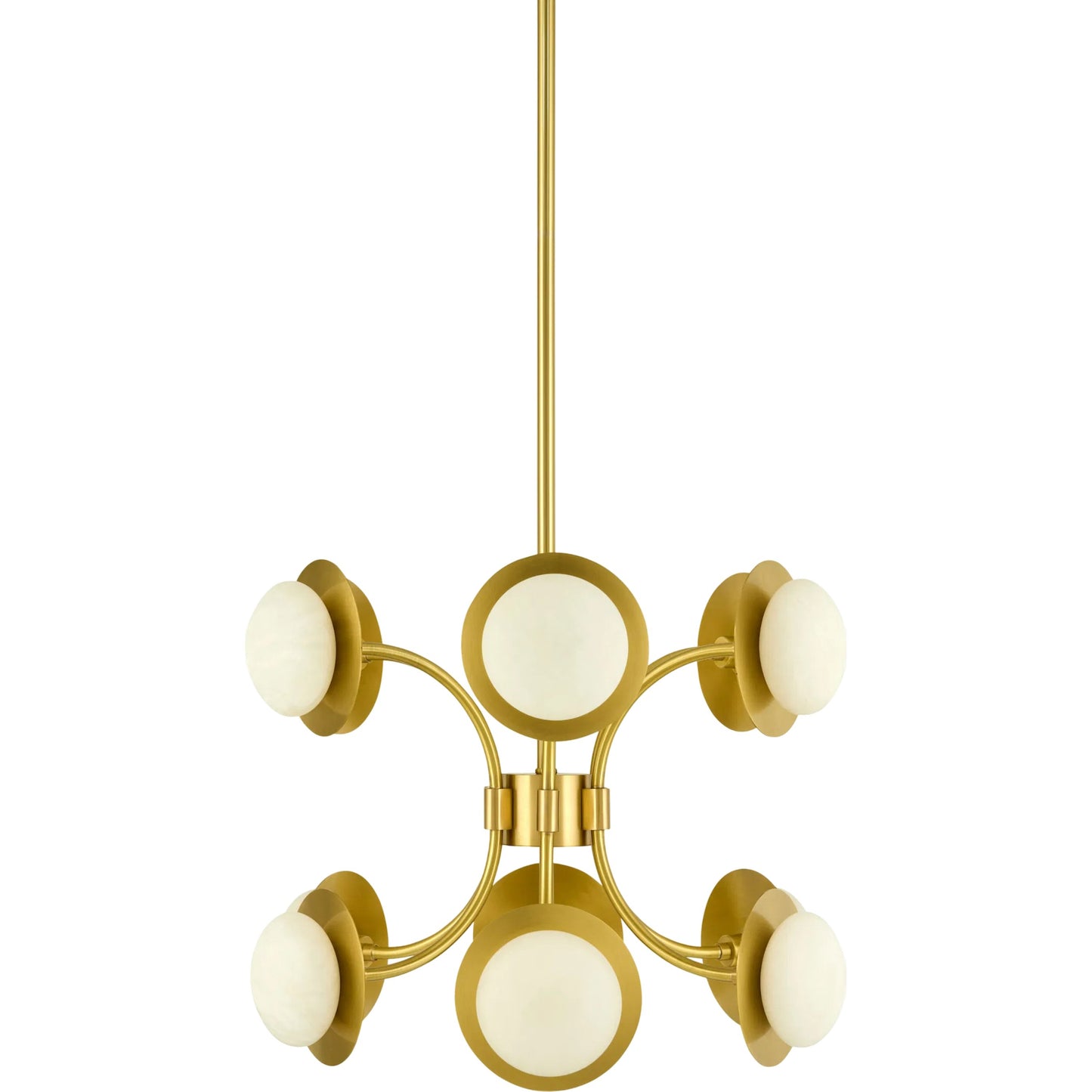001 SI-2460033 | Primary Silo | Eclipta Pendant by Surya in metallic brass, white, translucent. Made from iron, stone in a modern style.