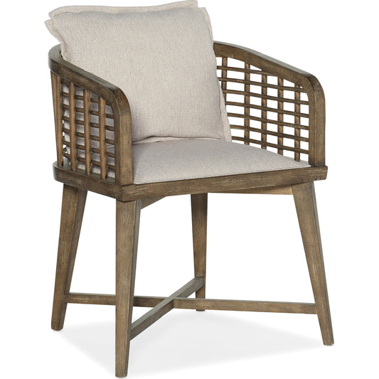 Sundance Barrel Back Chair by Hooker Furniture in beige and cliffside, zuri cream. Made from fabric, foam, nailheads in a traditional style.