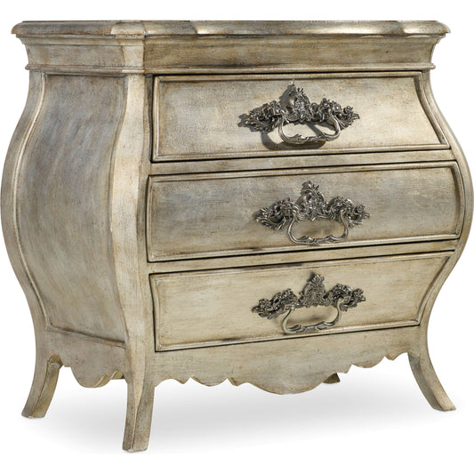 Sanctuary Nightstand by Hooker Furniture in bardot. Made from hardwoods, cedar veneers, felt, solid-wood edge top in a traditional style.