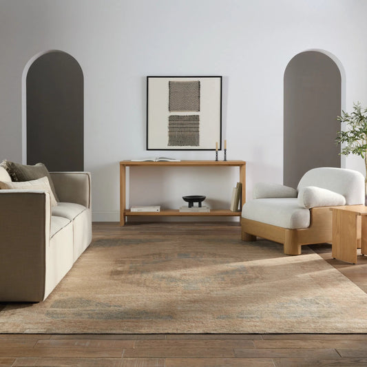 Edage EDA01 Rug by Jaipur Living in tan, blue. Made from 70% jute, 30% polyester in a unique style.