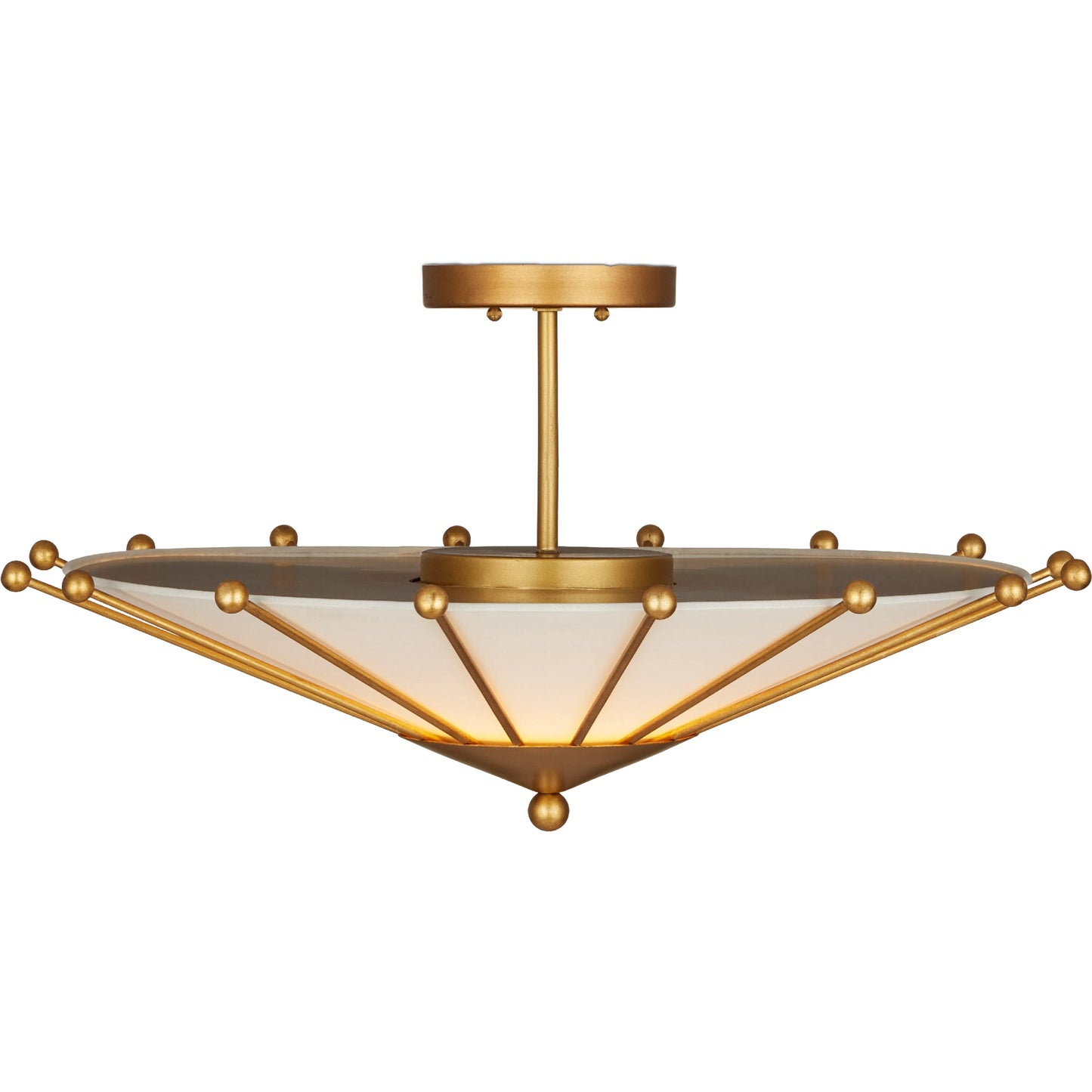 004 SI-2191711 | Additional Silo | Epoch Semi-Flush Mount by Currey and Company in contemporary gold leaf, sugar white. Made from wrought iron in a modern style.