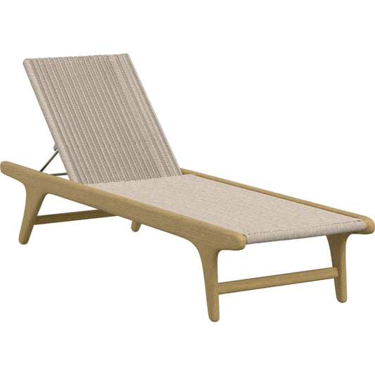 Sedona Outdoor Chaise by Sunset West in teak. Made from teak in a coastal style.