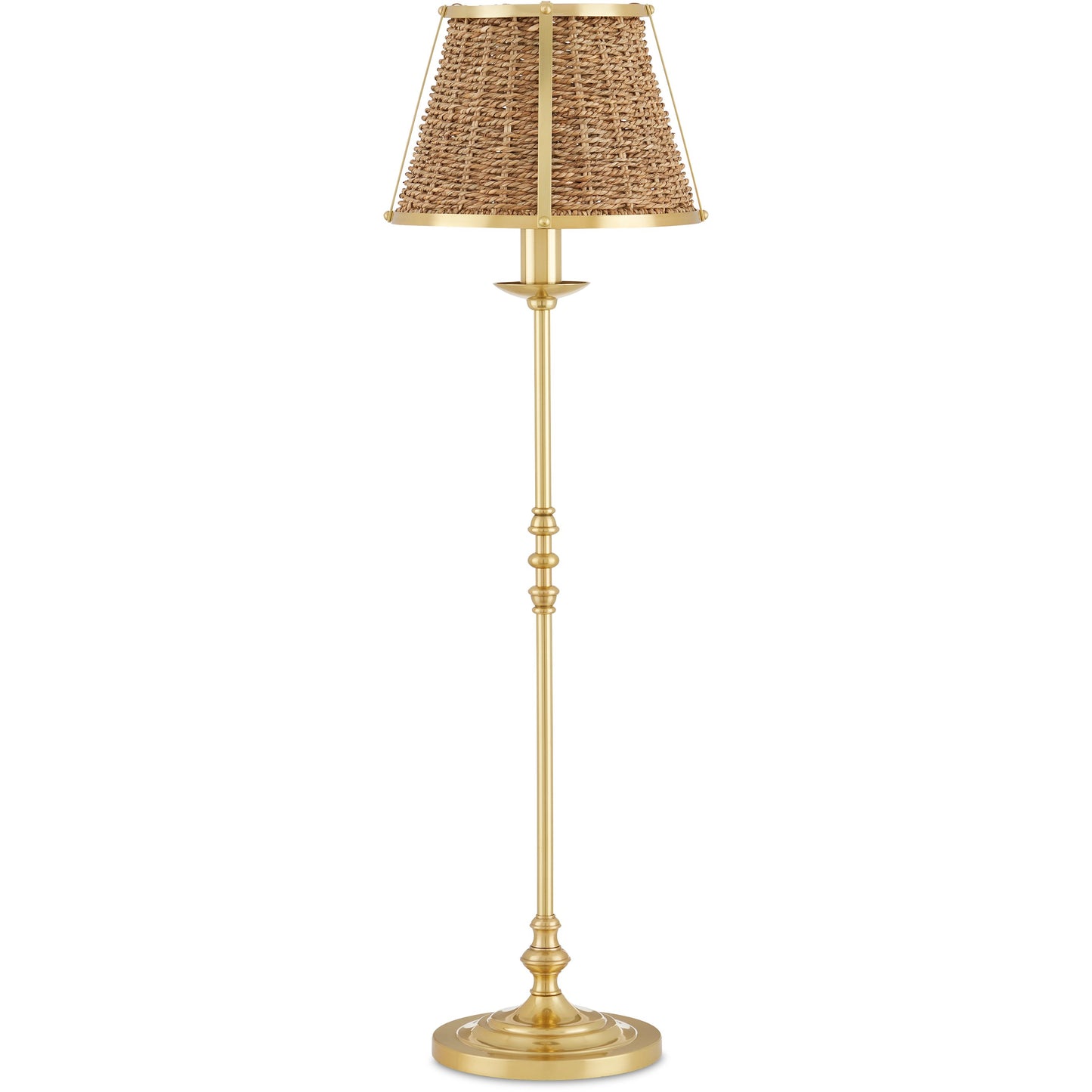 002 SI-2133904 | Additional Silo | Deauville Table Lamp by Currey and Company in polished brass, natural. Made from metal, seagrass in a cottage & farmhouse style.