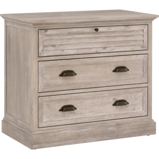Eden 3-Drawer Nightstand by Essentials For Living in natural gray acacia. Made from solid acacia wood, acacia veneer, mdf, plywood, solid rubberwood, metal in a traditional style.