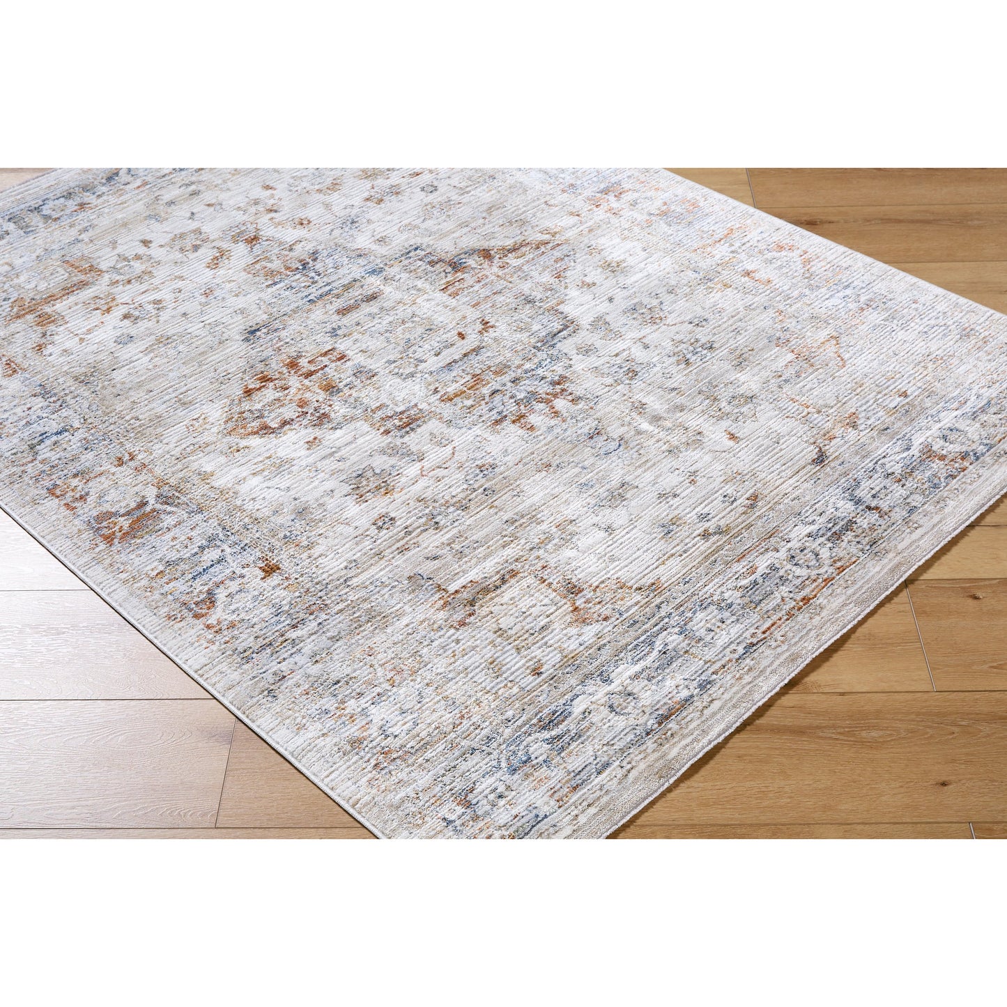 002 SI-2167695,SI-2167696,SI-2167697,SI-2167698,SI-2167699 | Closeup | Edmonton Rug - 489767 by Livabliss in cream, tan, light gray, dark blue, burnt orange, mustard. Made from polypropylene, polyester in a unique style.