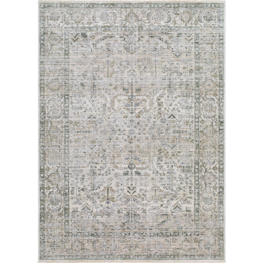 Edmonton EDO-2310 Rug by Livabliss in light gray, medium gray, charcoal, dusty sage. Made from polypropylene, polyester in a unique style.