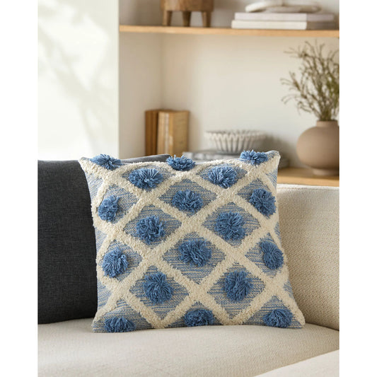 Edric Pillow - 12613 by Livabliss in blue, ivory. Made from 100% cotton in a eclectic & global style.
