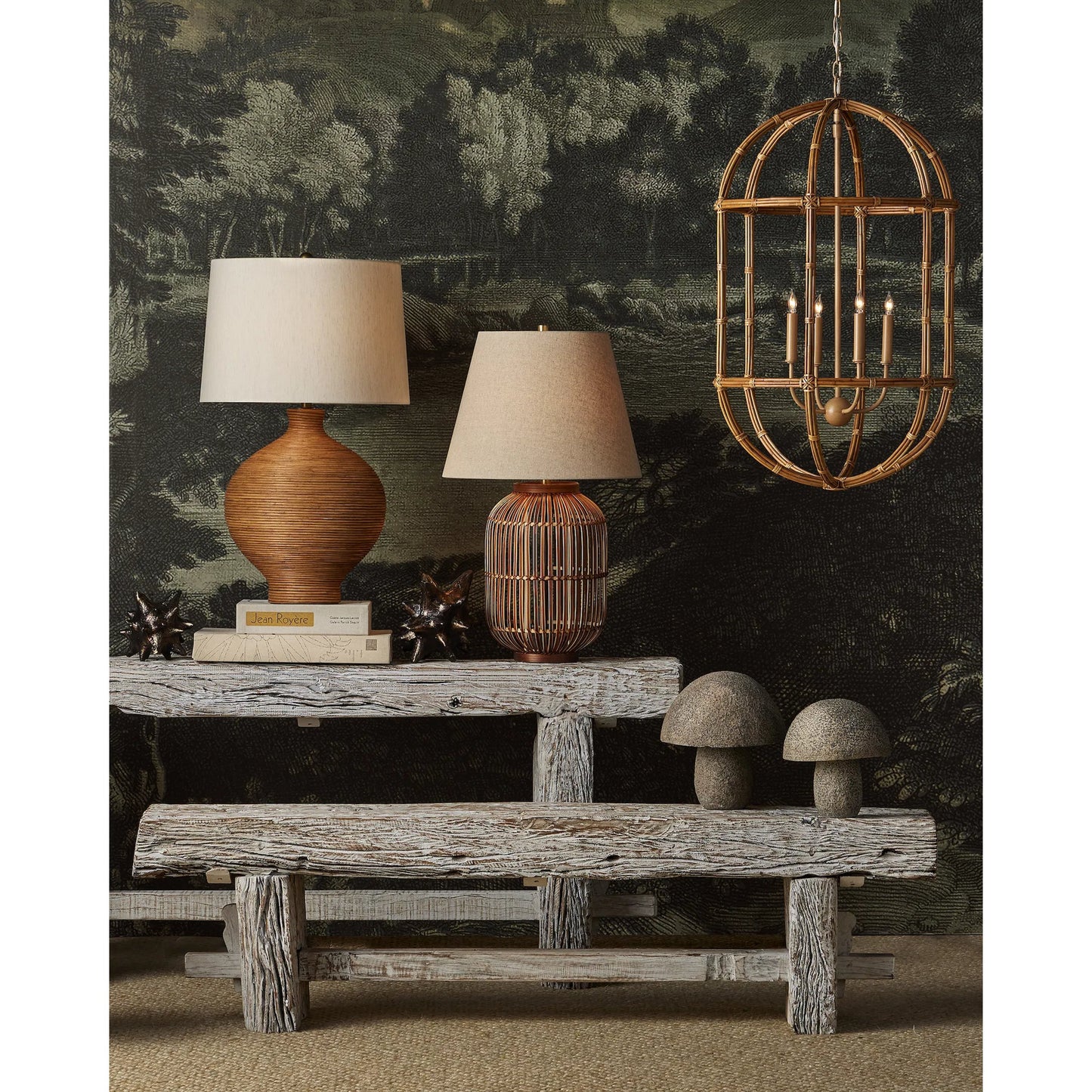 008 SI-2257209 | Lifestyle | Jacks Object Set by Currey and Company in antique brass. Made from scorched bronze in a modern style.