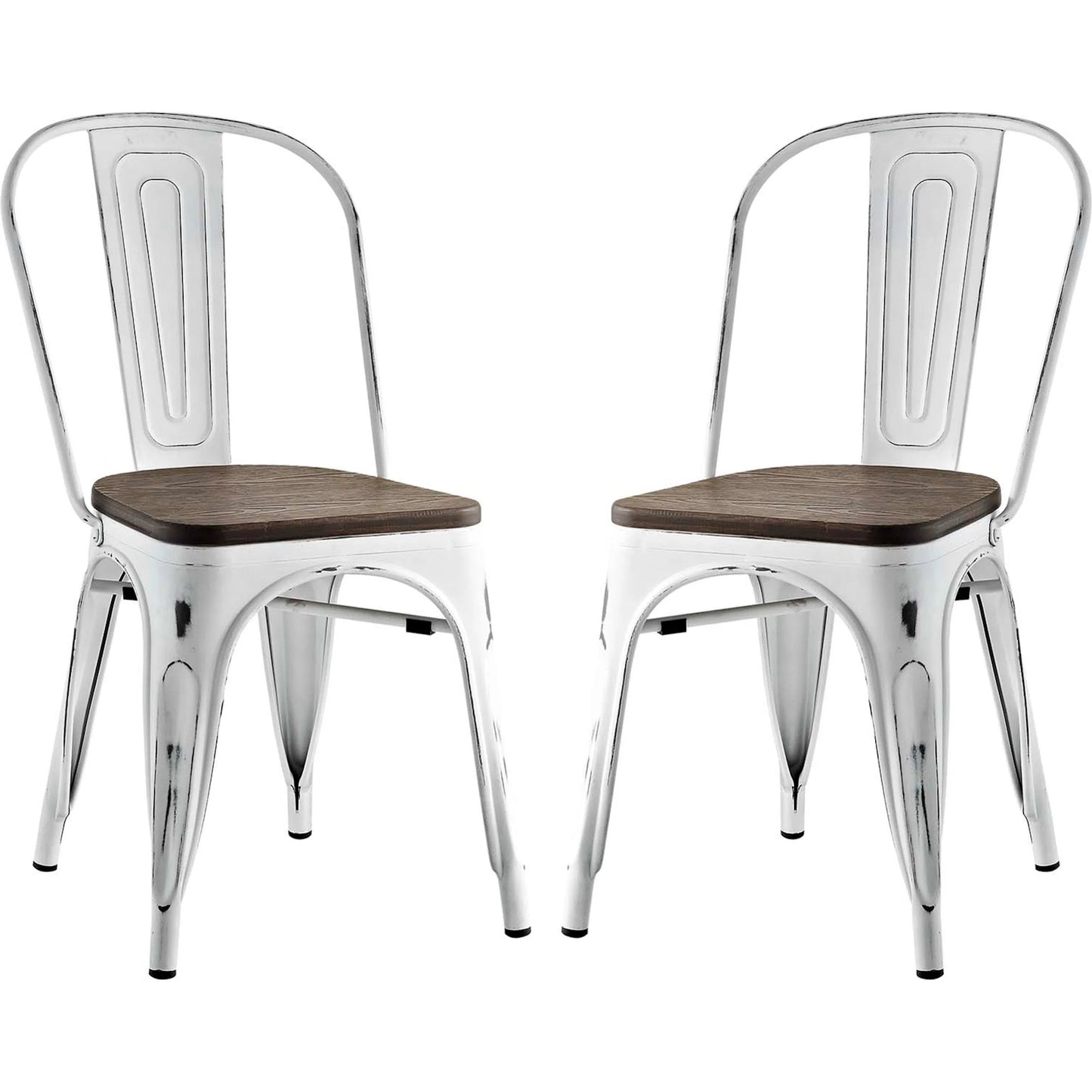 002 SI-1926044 | Primary Silo | Galton Dining Chair (Set of 2) by Evans & Londeen. Made from distressing powder coated steel, laminated bamboo cushion with paint in a modern style.