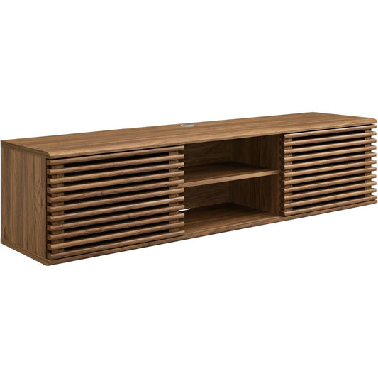 Rennell 60" Wall-Mount Media Console TV Stand by Evans & Londeen in walnut. Made from mdf, polypropylene in a modern style.