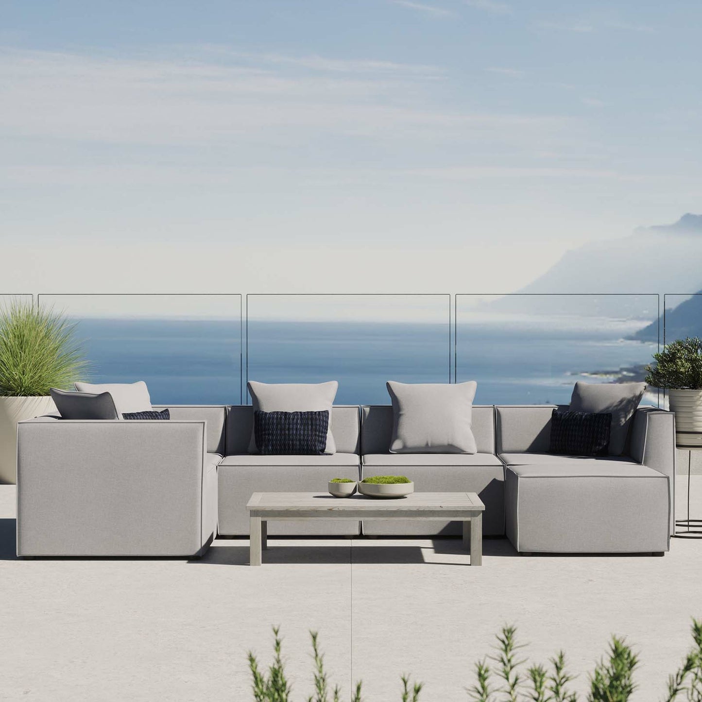 128 SI-1712659 | Lifestyle | Foote 6-Piece Sectional Sofa by Evans & Londeen. Made from foam density 28kg, m3, back cushion is filling with doll cotton, aluminum tube in a modern style.
