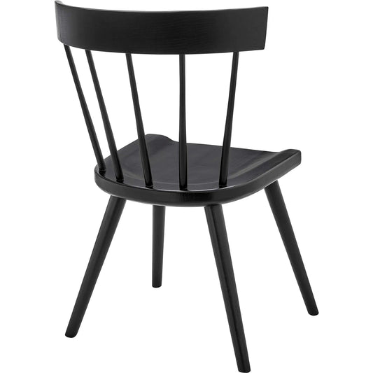 Attala Wood Dining Side Chair by Evans & Londeen. Made from elm wood frame, plastic foot pins in a modern style.