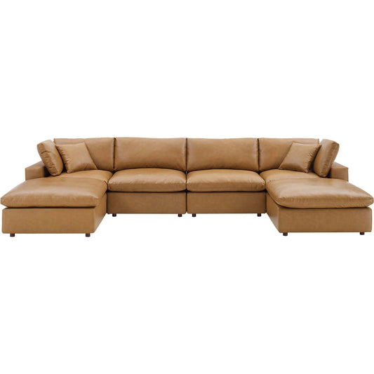 001 SI-1928394 | Primary Silo | Wheatland Down Filled Overstuffed Vegan 6-Piece Sectional Sofa by Evans & Londeen in tan. Made from solid wood, plastic foot pad, spring pocket, m3 density foam, seat cushion: doll cotton 50%, down feather 50% in a modern st