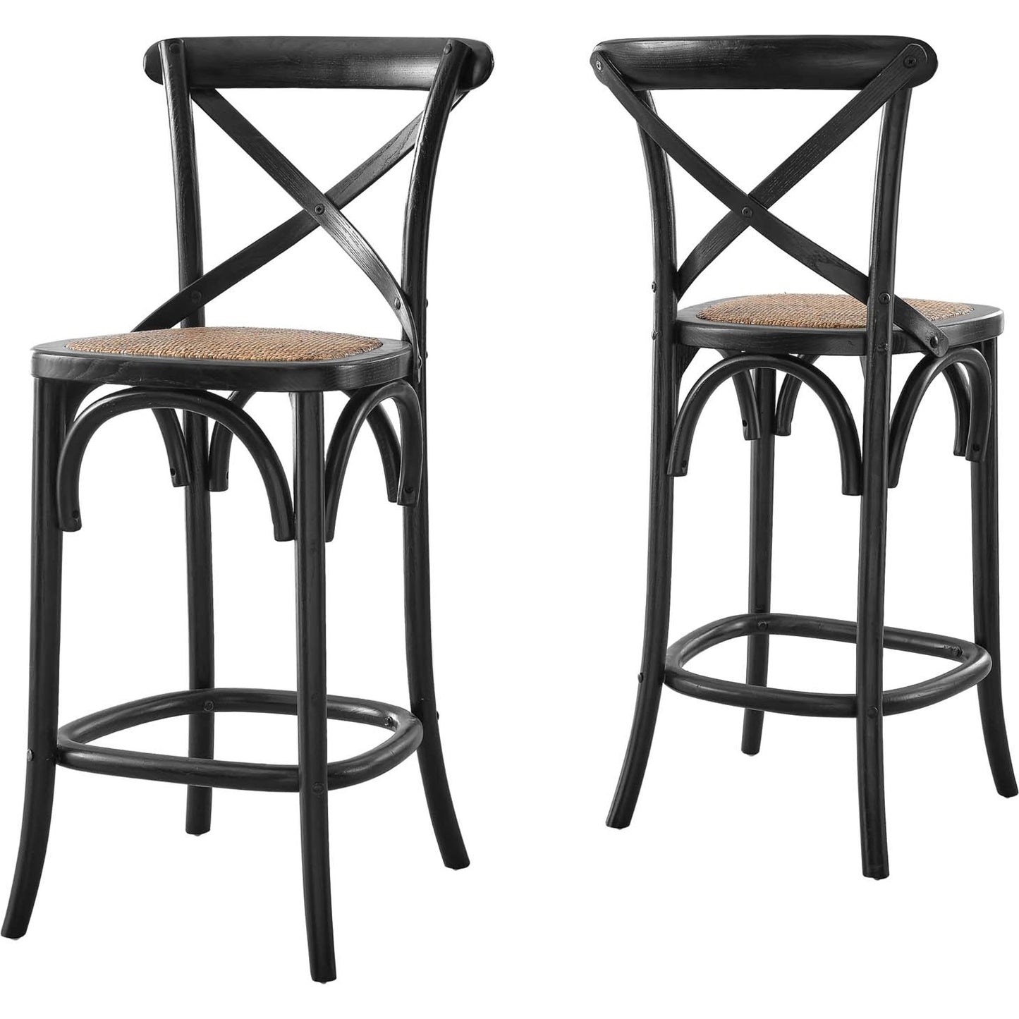 018 SI-2002559 | Lifestyle | Easton Counter Stool by Evans & Londeen. Made from seat board: edge chinese elm wood, middle p2 plywood, top rattan, white foot pins in a transitional style.