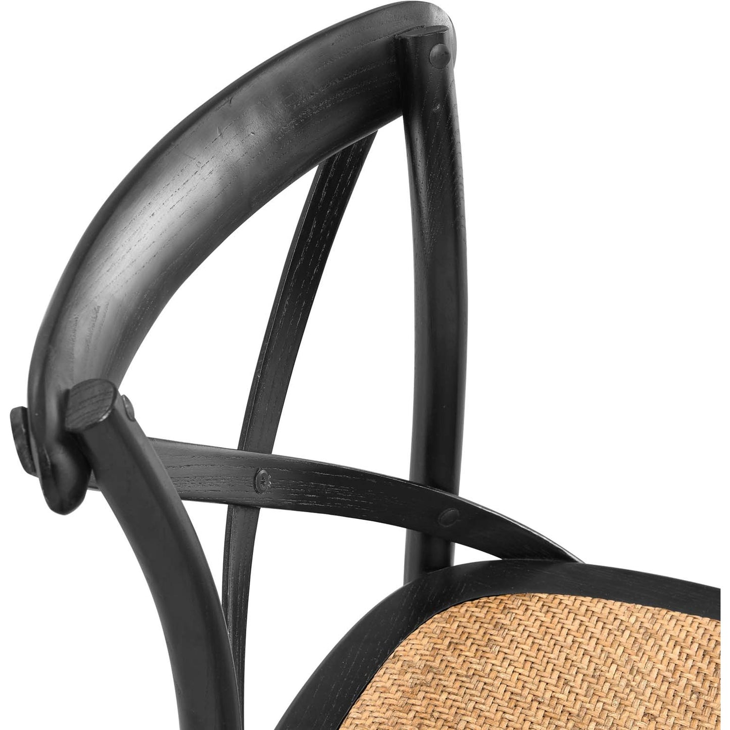 006 SI-2002565 | Additional Silo | Easton Bar Stool by Evans & Londeen. Made from edge chinese elm wood, middle p2 plywood, top rattan, white foot pins in a cottage & farmhouse style.