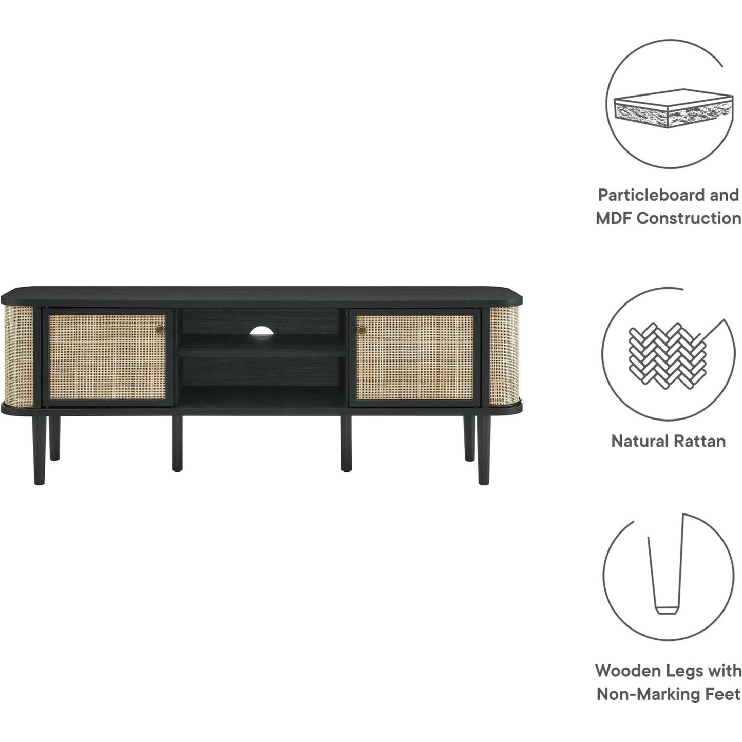 008 SI-2106917 | Additional Silo | Aitkin 60'' Wood TV Stand by Evans & Londeen in black. Made from particle board, mdf in a cottage & farmhouse style.