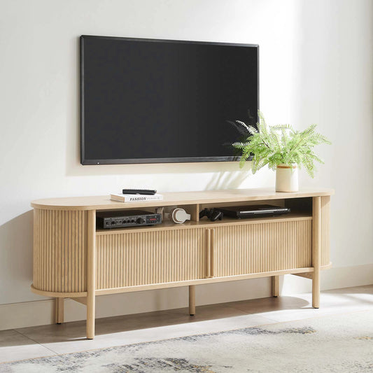 Nicodemus 71" Curved TV Stand by Evans & Londeen. Made from unique in a modern style.