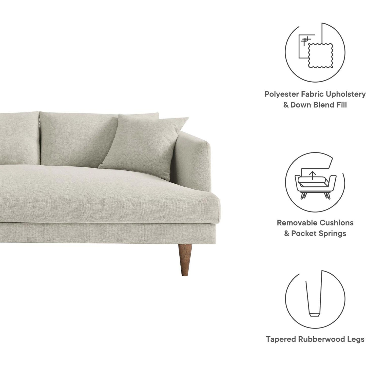 005 SI-2135787 | Additional Silo | Okanogan Left-Facing Down Filled Overstuffed Sectional Sofa by Evans & Londeen in heathered weave ivory. Made from 100% polyester in a modern style.