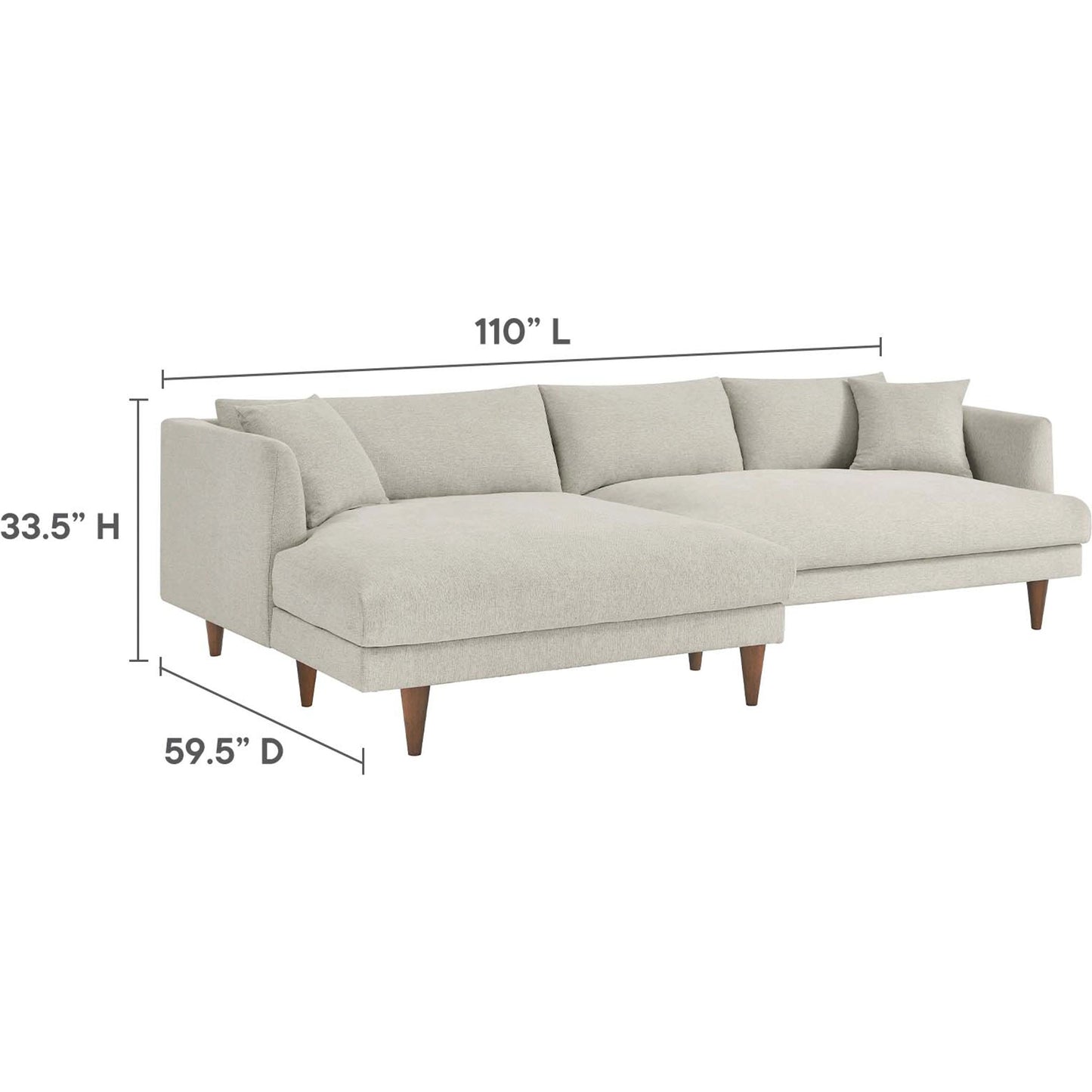 006 SI-2135787 | Additional Silo | Okanogan Left-Facing Down Filled Overstuffed Sectional Sofa by Evans & Londeen in heathered weave ivory. Made from 100% polyester in a modern style.