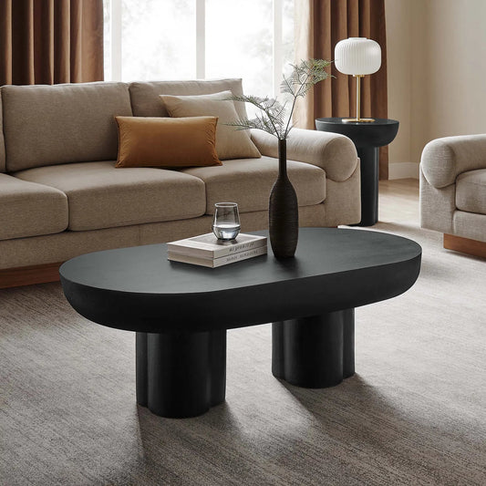 Rinehart Oval Concrete Coffee Table by Evans & Londeen. Made from unique in a transitional style.