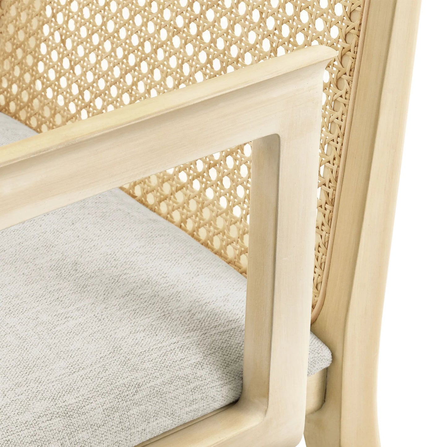 031 SI-2357809 | Closeup | Bremer Wood and Rattan Dining Armchair by Evans & Londeen. Made from wood in a transitional style.