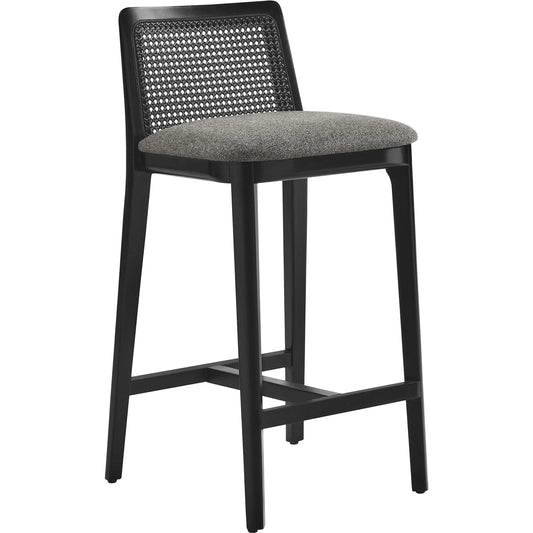 Bremer Wood and Rattan Counter Stool by Evans & Londeen. Made from wood in a transitional style.