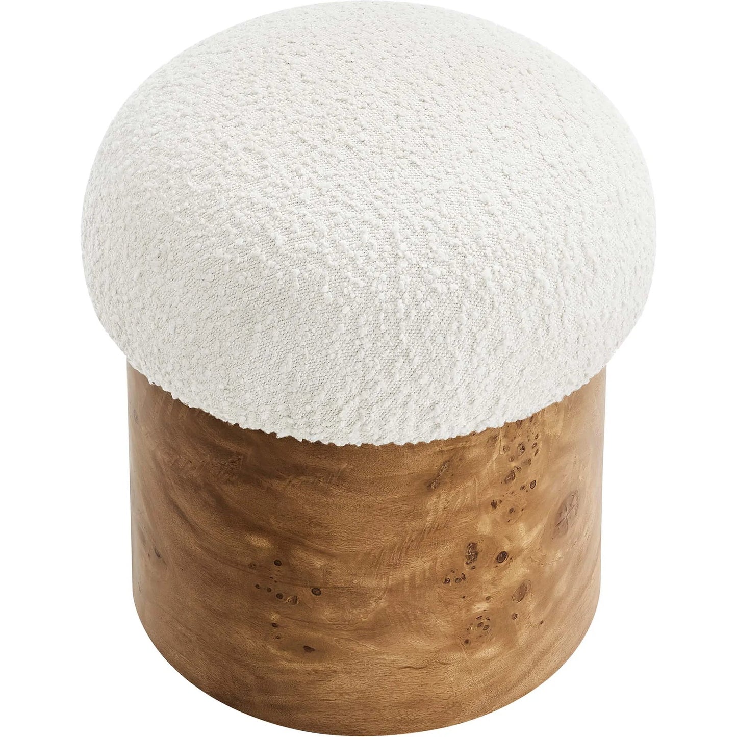 005 SI-2253313 | Additional Silo | Okeechobee Boucle Ottoman by Evans & Londeen in ivory burgundy. Made from boucle upholstered in a unique style.