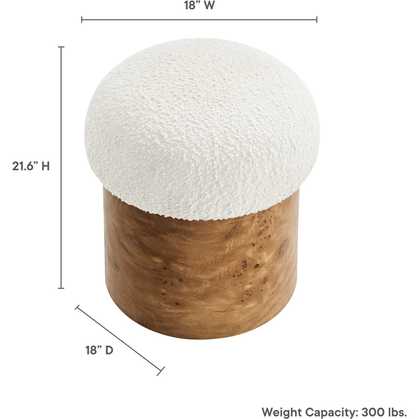 006 SI-2253313 | Additional Silo | Okeechobee Boucle Ottoman by Evans & Londeen in ivory burgundy. Made from boucle upholstered in a unique style.