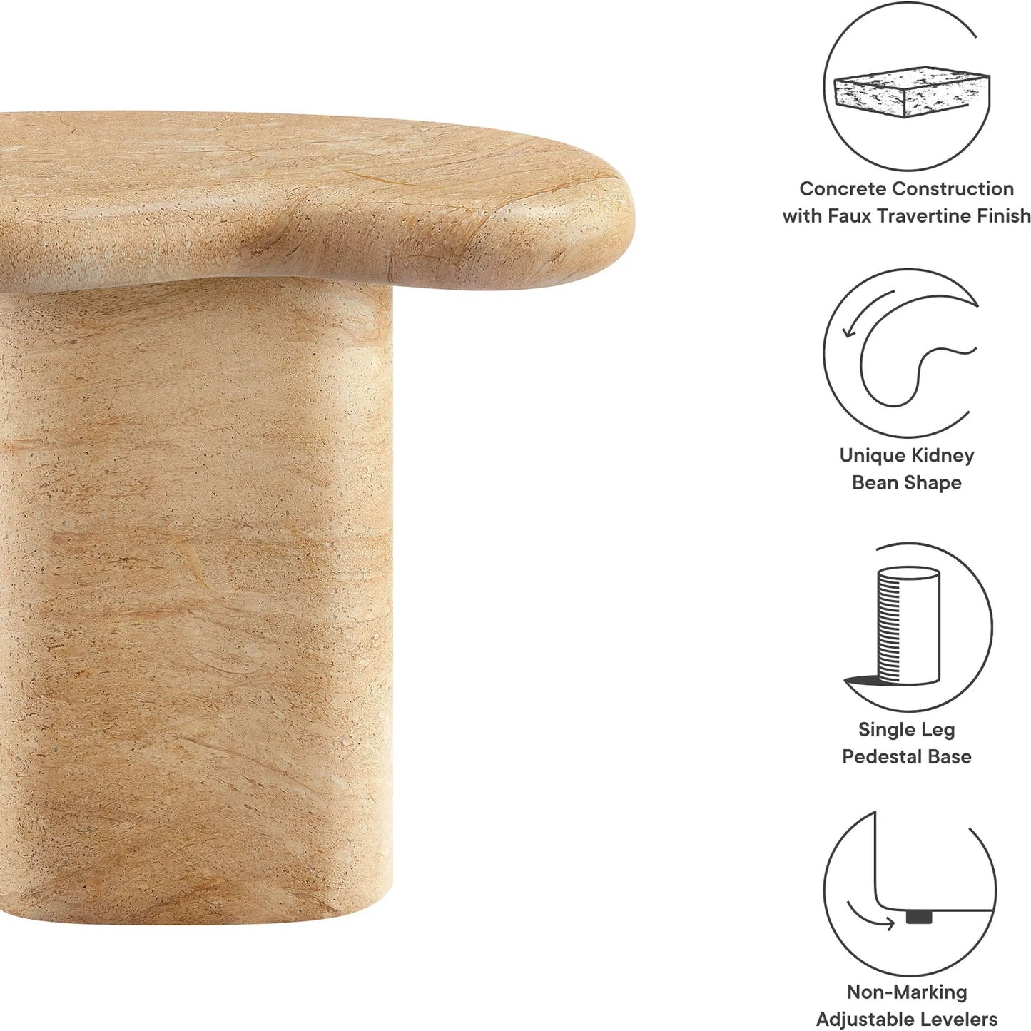 003 SI-2358294 | Additional Silo | Buckeye Outdoor Textured Faux Travertine Side Table by Evans & Londeen in travertine. Made from textured faux travertine in a unique style.