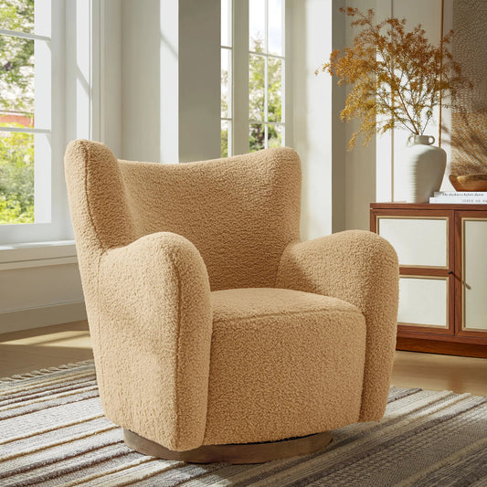 Osborne Wingback Sherpa Swivel Accent Chair by Evans & Londeen. Made from sherpa in a modern style.