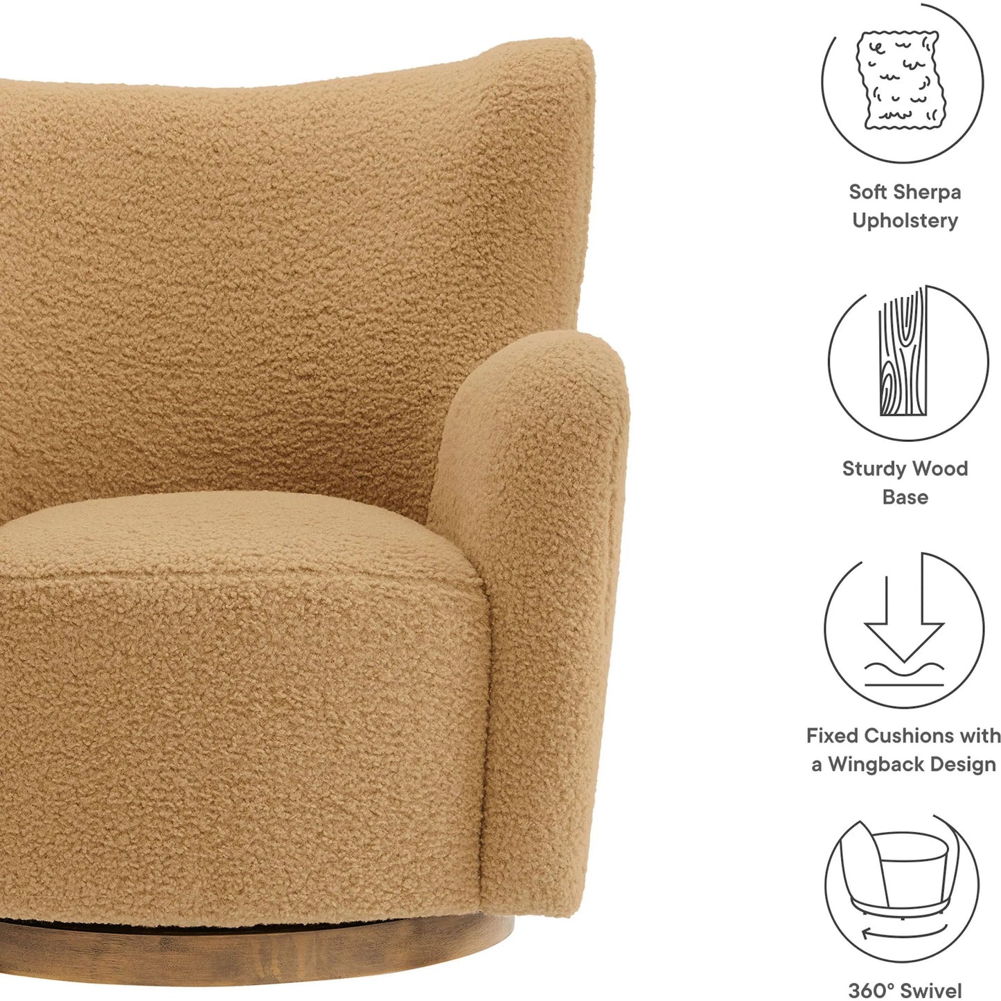 005 SI-2358321 | Additional Silo | Anderson Wingback Sherpa Swivel Accent Chair by Evans & Londeen. Made from sherpa in a unique style.