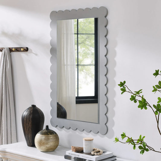 Kiowa Scalloped Rectangle Wall Mirror by Evans & Londeen. Made from unique in a transitional style.