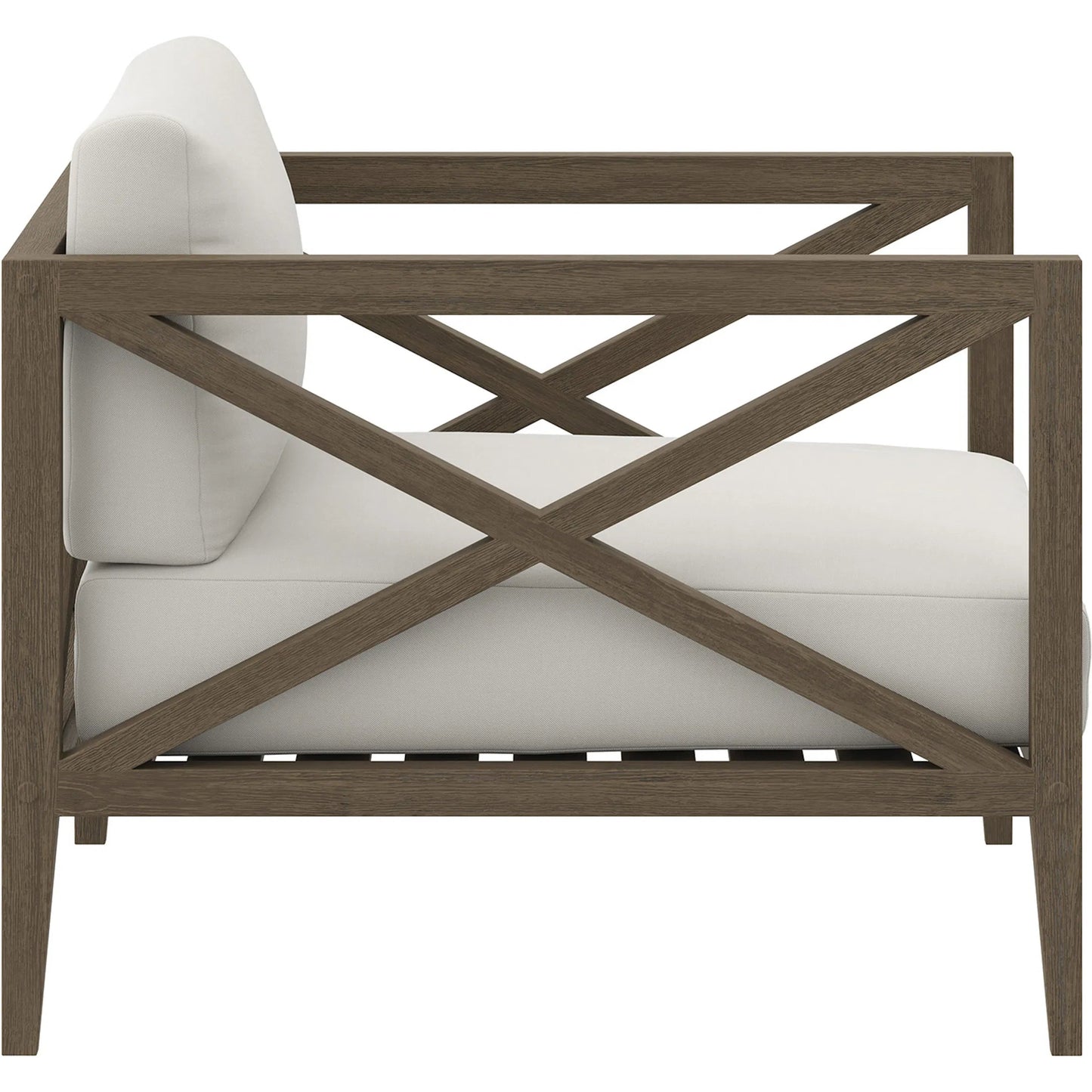 005 SI-2453461 | Lifestyle | Galt Teak Armchair by Evans & Londeen in weathered gray white. Made from teak in a transitional style.