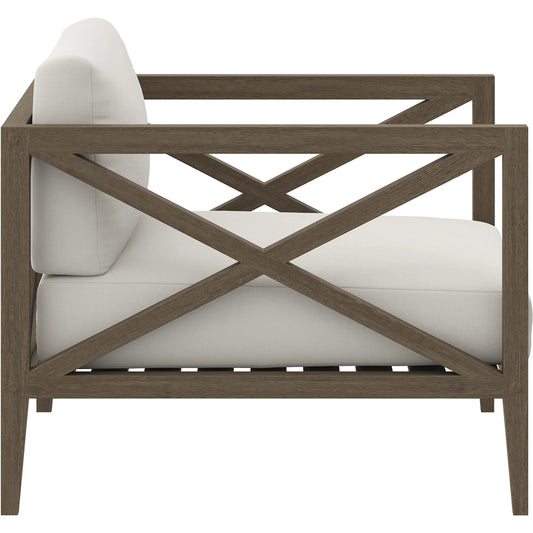 Galt Teak Armchair by Evans & Londeen in weathered gray white. Made from teak in a transitional style.