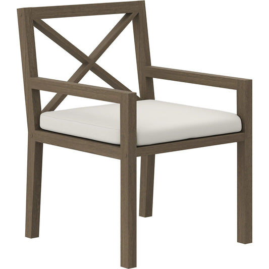 Galt Teak Dining Armchair by Evans & Londeen in weathered gray white. Made from teak in a transitional style.