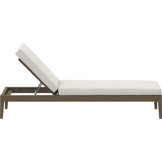 Galt Teak Chaise Lounge by Evans & Londeen in weathered gray white. Made from teak in a transitional style.