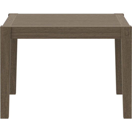 Galt Square Teak Side Table by Evans & Londeen in weathered gray. Made from teak in a transitional style.